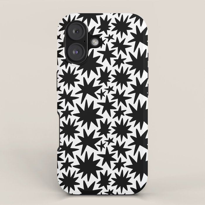 Black and white star shape pattern iPhone Case Gallery Image 1