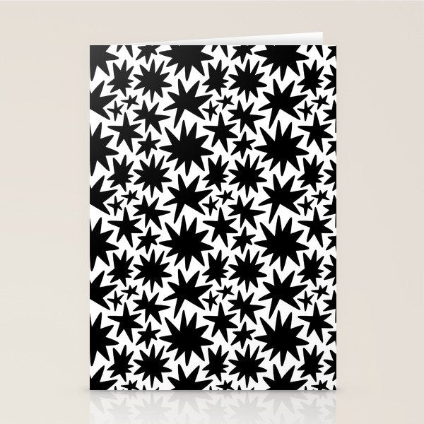 Black and white star shape pattern Stationery Card Gallery Image 2