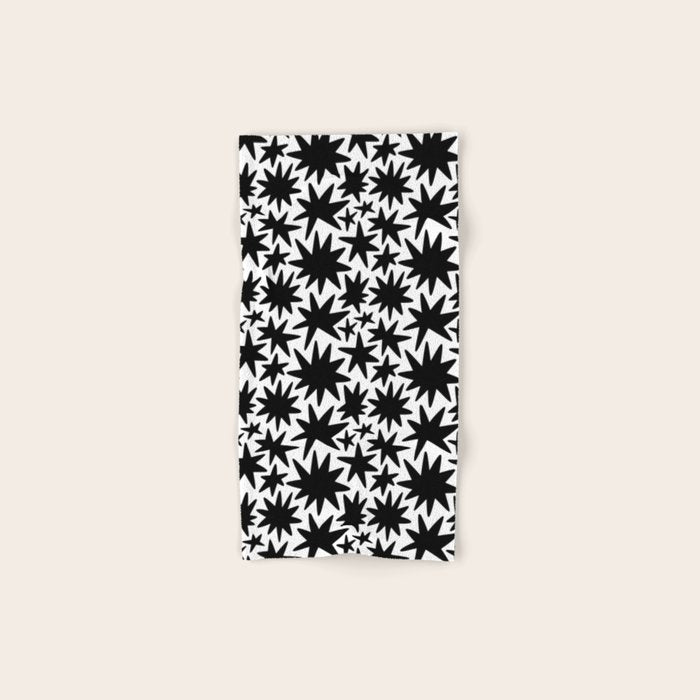 Black and white star shape pattern Bath Towel Gallery Image 1