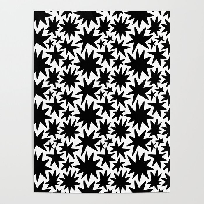 Black and white star shape pattern Poster Gallery Image 4