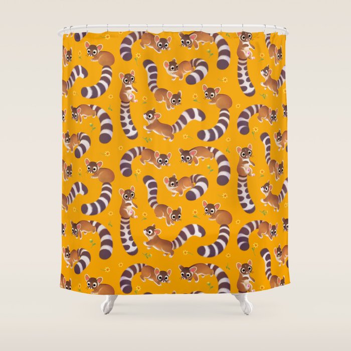 Ringtail - yellow Shower Curtain Gallery Image 1