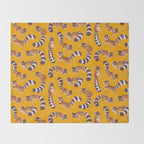 Ringtail - yellow Throw Blanket Gallery Image 2