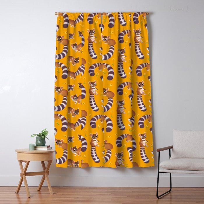 Ringtail - yellow Window Curtain Gallery Image 1