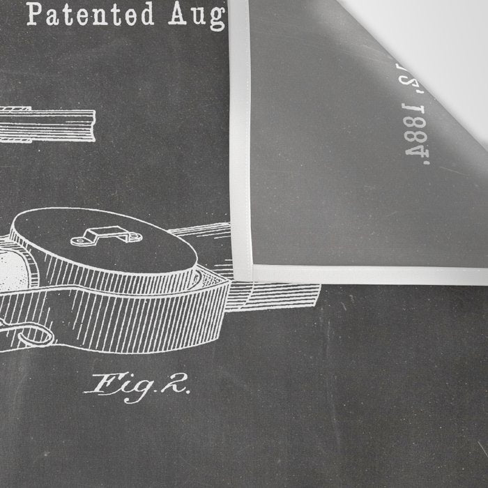 Fishing Rod Patent - Fishing Art - Black Chalkboard Wall Tapestry Gallery Image 3