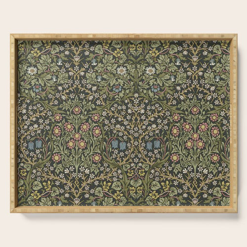William Morris Vintage Blackthorn Green Charcoal Serving Tray