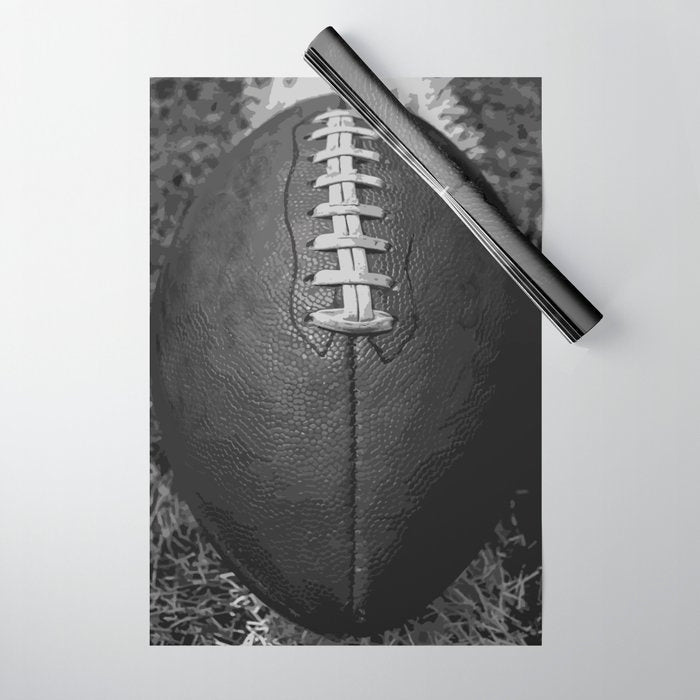Big American Football black & white Wrapping Paper Gallery Image 1