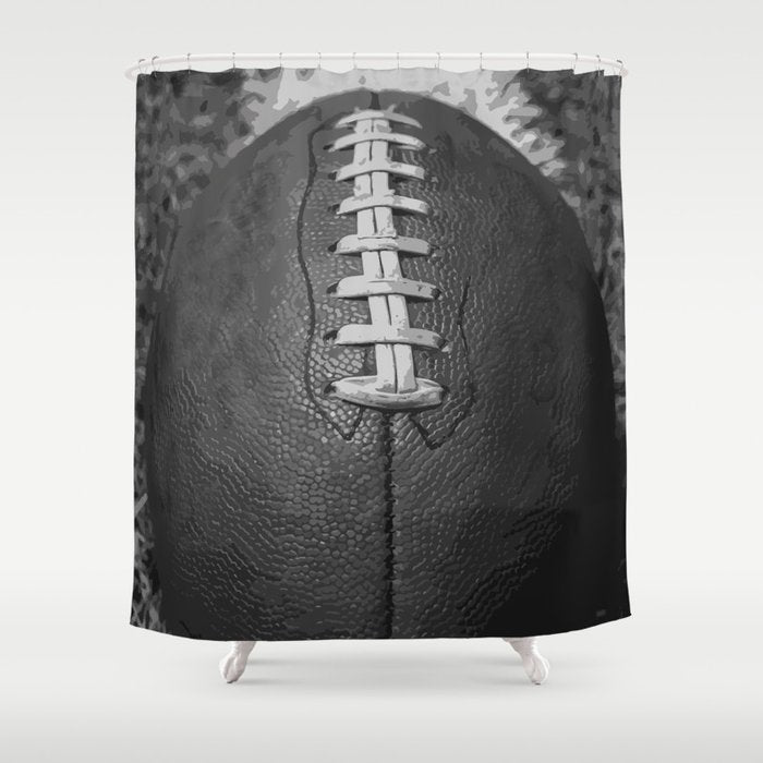 Big American Football black & white Shower Curtain Gallery Image 1