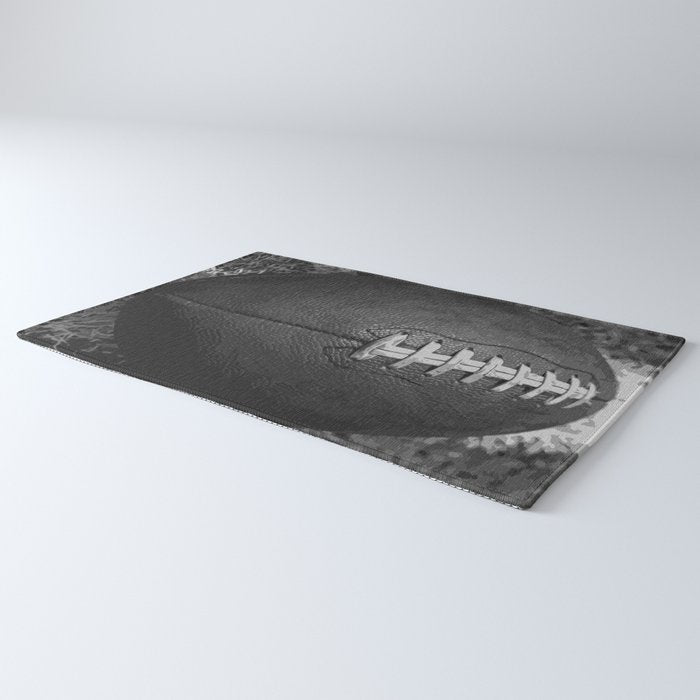 Big American Football black & white Rug Gallery Image 3