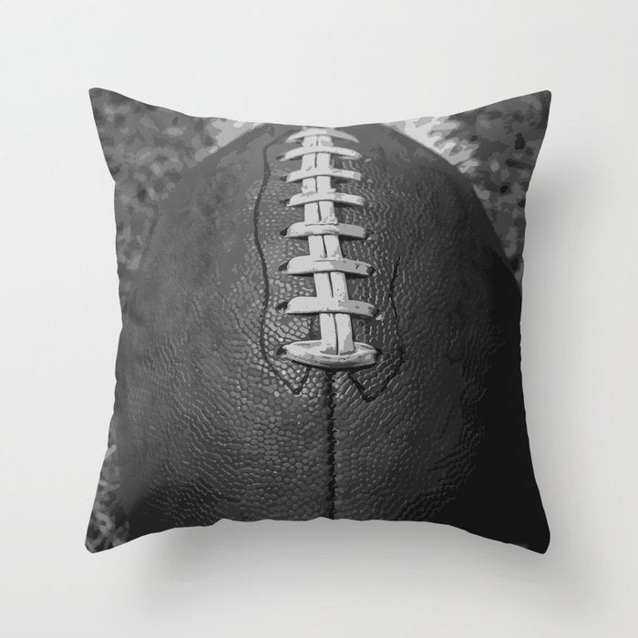 Big American Football black & white Throw Pillow