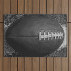 Big American Football black & white Outdoor Rug Gallery Image 1
