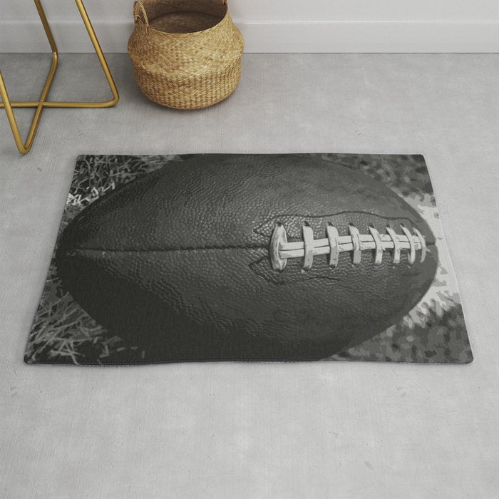 Big American Football black & white Rug Gallery Image 1