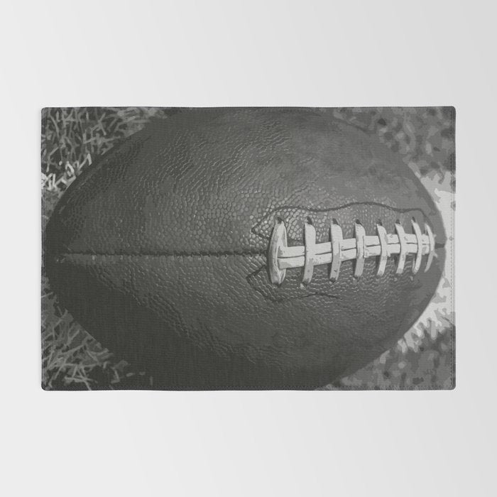 Big American Football black & white Rug Gallery Image 2