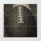 Big American Football black & white Wood Wall Art Gallery Image 1