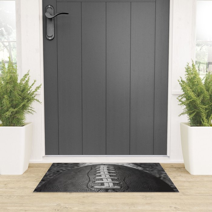 Big American Football black & white Welcome Mat Gallery Image 3