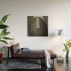 Big American Football black & white Wood Wall Art Gallery Image 2