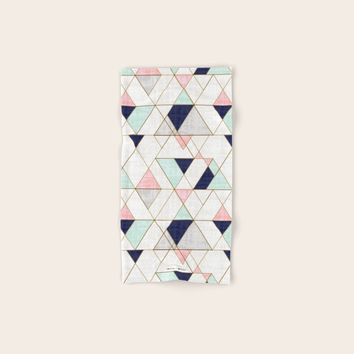 Mod Triangles - Navy Blush Mint Bath Towel Gallery Image 1