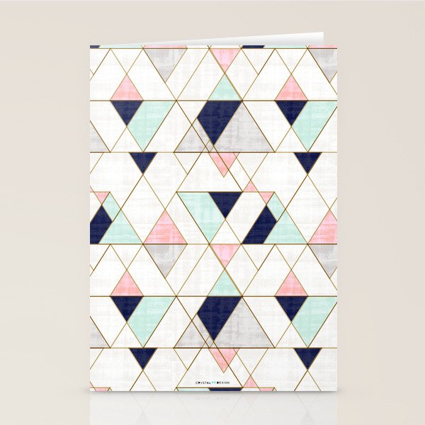 Mod Triangles - Navy Blush Mint Stationery Card Gallery Image 1