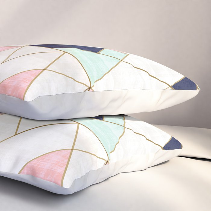 Mod Triangles - Navy Blush Mint Pillow Sham Gallery Image 3