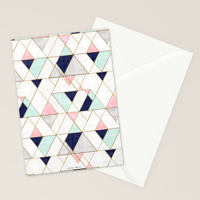 Mod Triangles - Navy Blush Mint Stationery Card Gallery Image 2