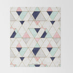 Mod Triangles - Navy Blush Mint Throw Blanket Gallery Image 2
