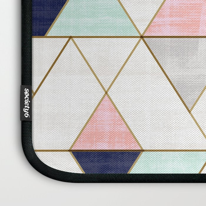 Mod Triangles - Navy Blush Mint Laptop Sleeve Gallery Image 3