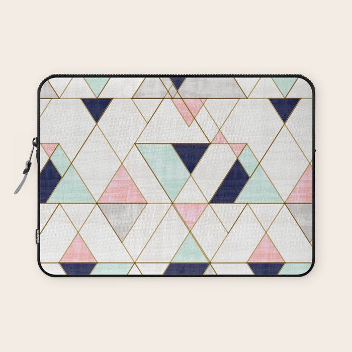 Mod Triangles - Navy Blush Mint Laptop Sleeve Gallery Image 1