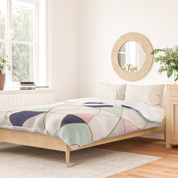 Mod Triangles - Navy Blush Mint Duvet Cover Gallery Image 2