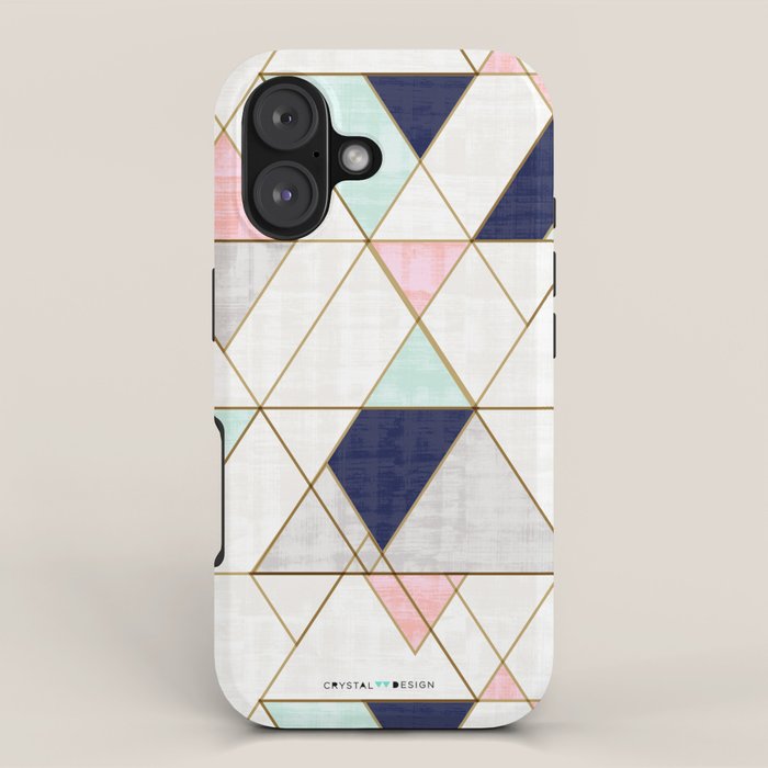 Mod Triangles - Navy Blush Mint iPhone Case Gallery Image 1