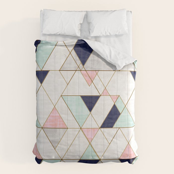 Mod Triangles - Navy Blush Mint Comforter Gallery Image 6