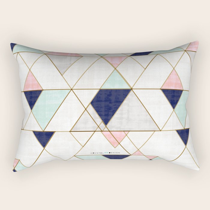 Mod Triangles - Navy Blush Mint Rectangular Pillow Gallery Image 2