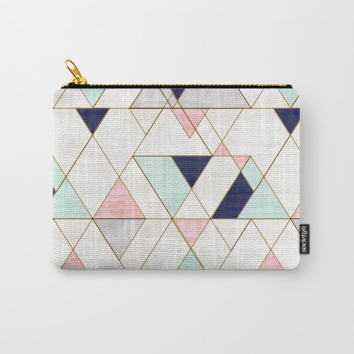 Mod Triangles - Navy Blush Mint Carry All Pouch Gallery Image 1