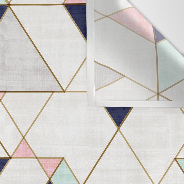 Mod Triangles - Navy Blush Mint Wall Tapestry Gallery Image 3