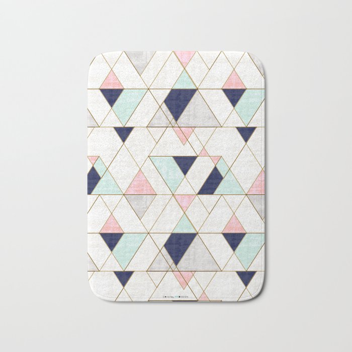 Mod Triangles - Navy Blush Mint Bath Mat Gallery Image 1