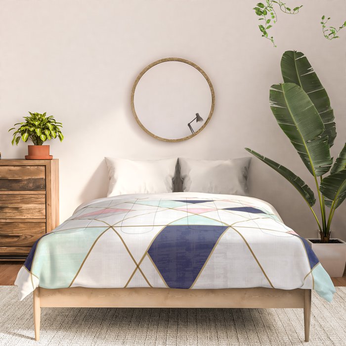 Mod Triangles - Navy Blush Mint Comforter Gallery Image 3