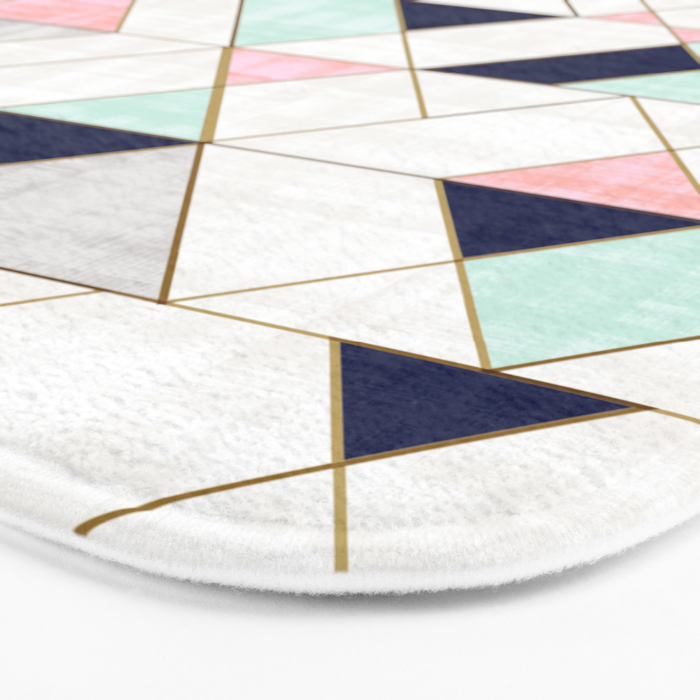 Mod Triangles - Navy Blush Mint Bath Mat Gallery Image 3