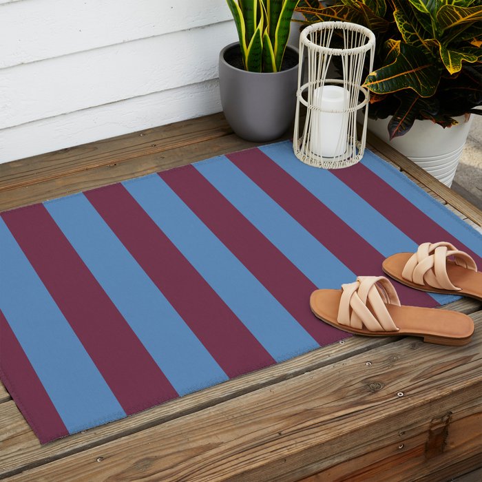 Duo I - Blue and Berry Stripes Outdoor Rug Gallery Image 2