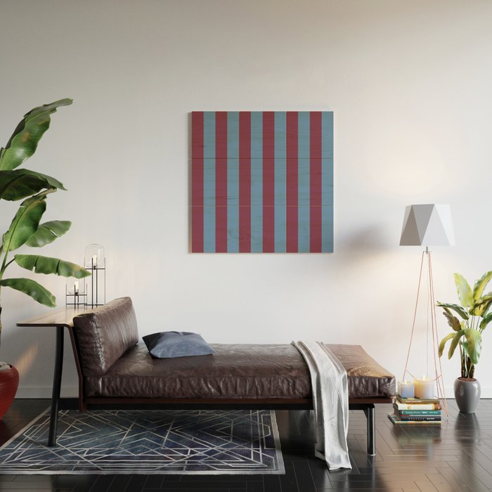 Duo I - Blue and Berry Stripes Wood Wall Art Gallery Image 2