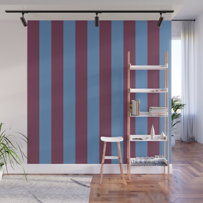 Duo I - Blue and Berry Stripes Wall Mural Gallery Image 1