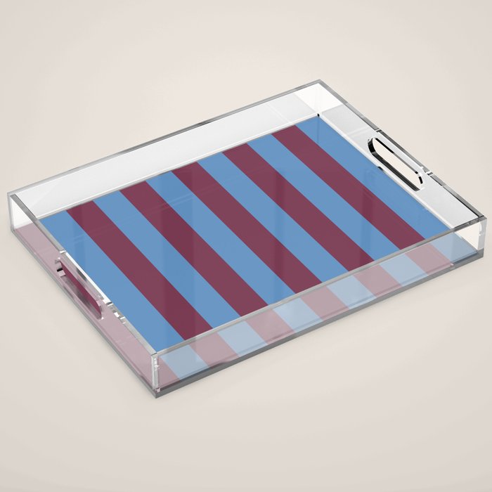 Duo I - Blue and Berry Stripes Acrylic Tray Gallery Image 1