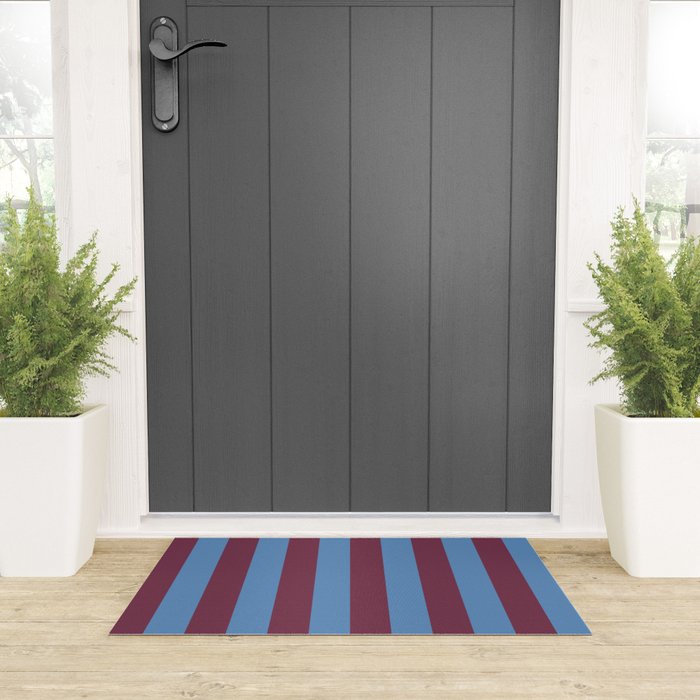 Duo I - Blue and Berry Stripes Welcome Mat Gallery Image 3