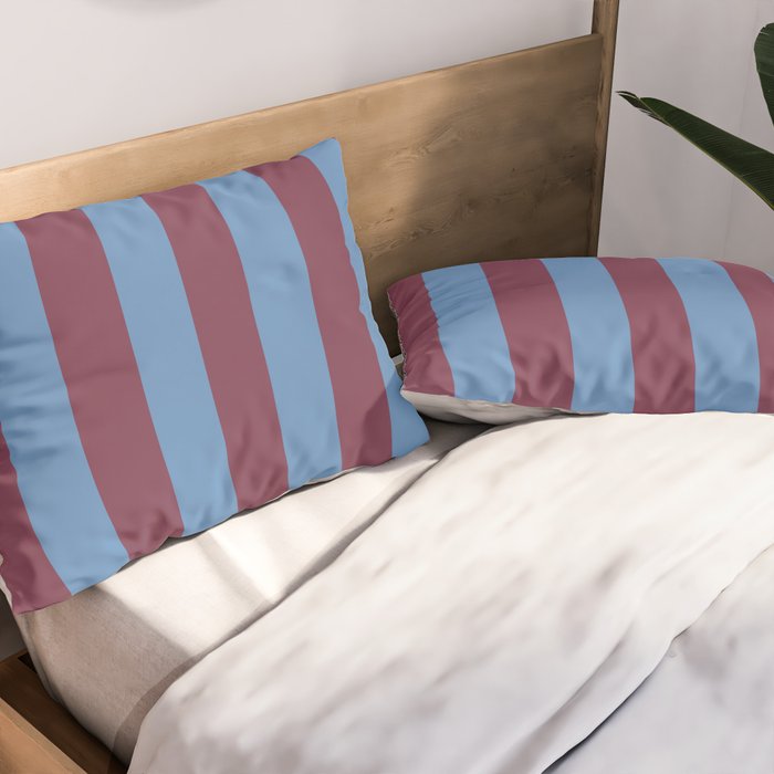 Duo I - Blue and Berry Stripes Pillow Sham Gallery Image 2