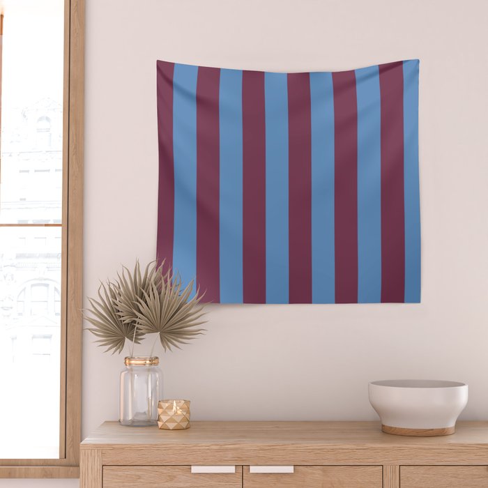 Duo I - Blue and Berry Stripes Wall Tapestry Gallery Image 2