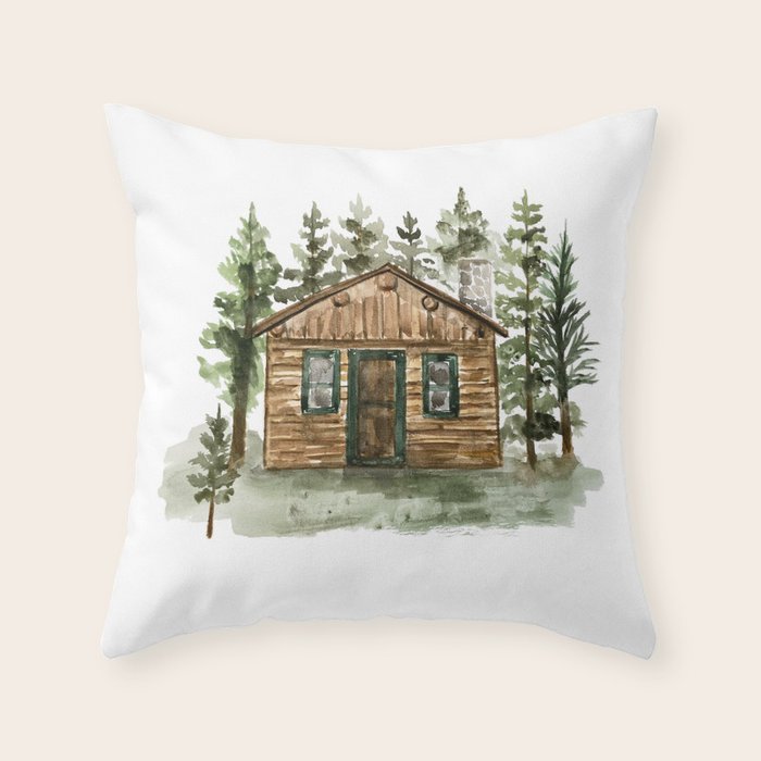 Cabin in the Woods Throw Pillow Gallery Image 1