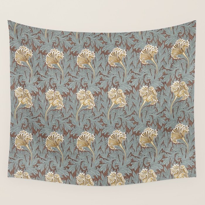 William Morris Vintage Tulip Bullrush Slate Wall Tapestry Gallery Image 4