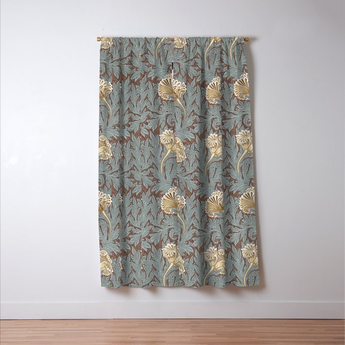 William Morris Vintage Tulip Bullrush Slate Window Curtain Gallery Image 3