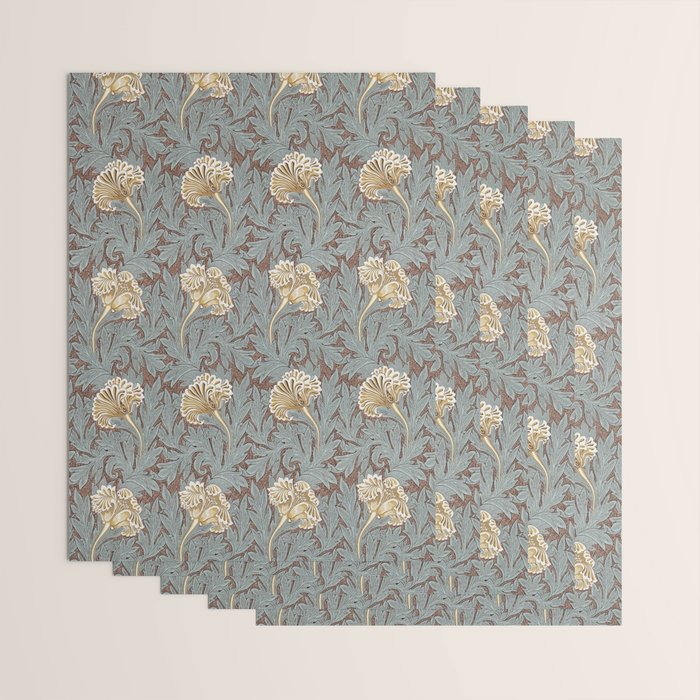 William Morris Vintage Tulip Bullrush Slate Wrapping Paper Gallery Image 3