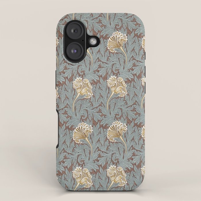 William Morris Vintage Tulip Bullrush Slate iPhone Case Gallery Image 1