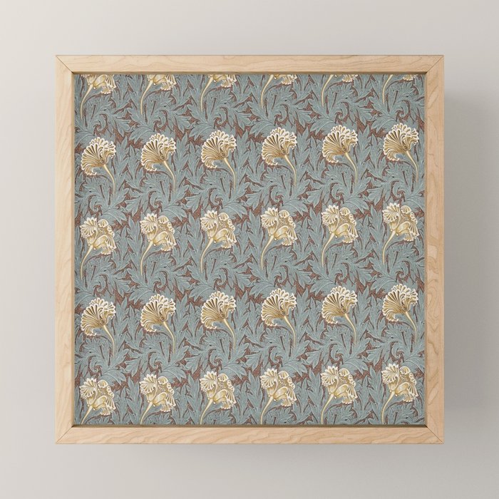 William Morris Vintage Tulip Bullrush Slate Mini Art Print Gallery Image 1