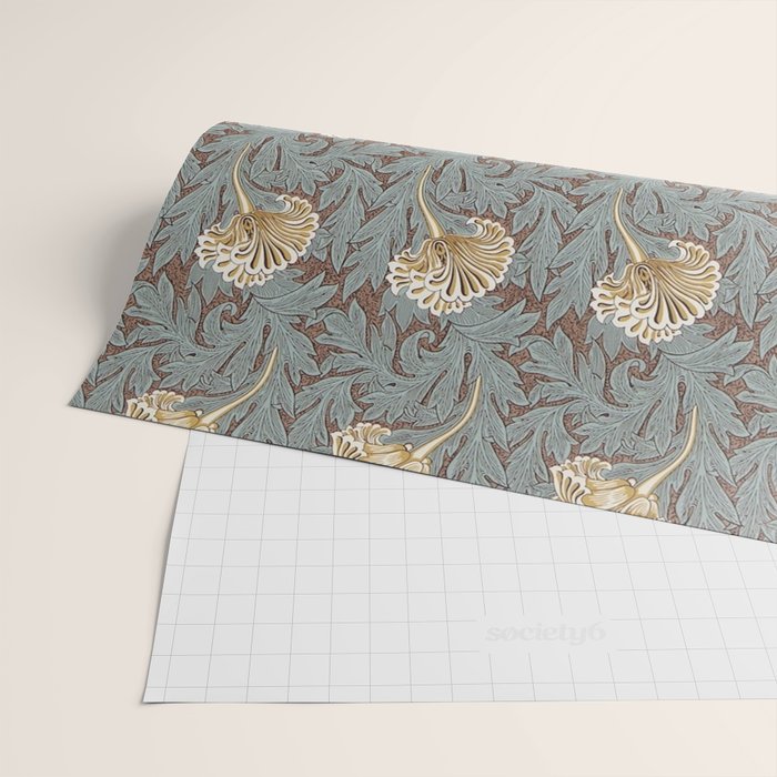 William Morris Vintage Tulip Bullrush Slate Wrapping Paper Gallery Image 2