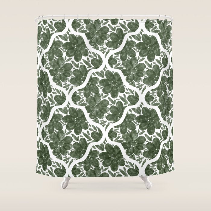 Green Petals Oasis Motif Shower Curtain Gallery Image 1